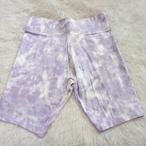 Girls High-Waisted Lavender Tie Dye Biker Shorts, Cycling Shorts NWOT 7-16 Yrs